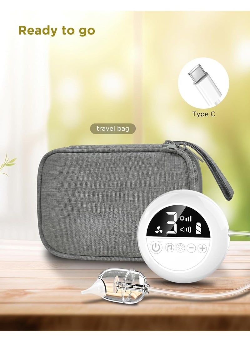 شفاط أنف كهربائي للأطفال (Hospital-Grade) بمواصفات طبية - 9 مستويات شفط قابلة للتعديل - قابل للشحن ومزود بموسيقى وإضاءة ليلية ورؤوس سيليكون ناعمة - Image 2
